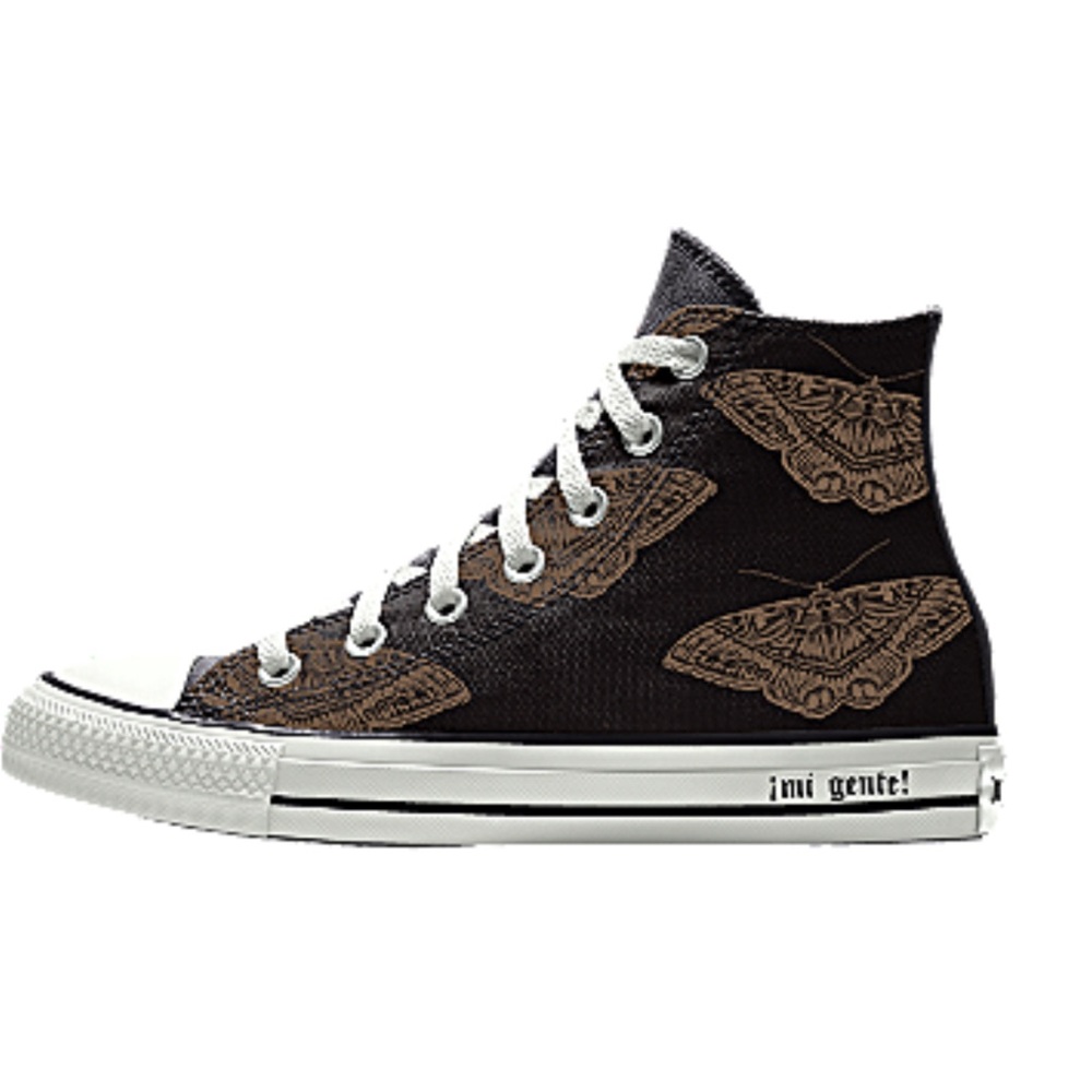 Almost New! Converse Black and Brown Moth High-Tops by artist Robin Graves